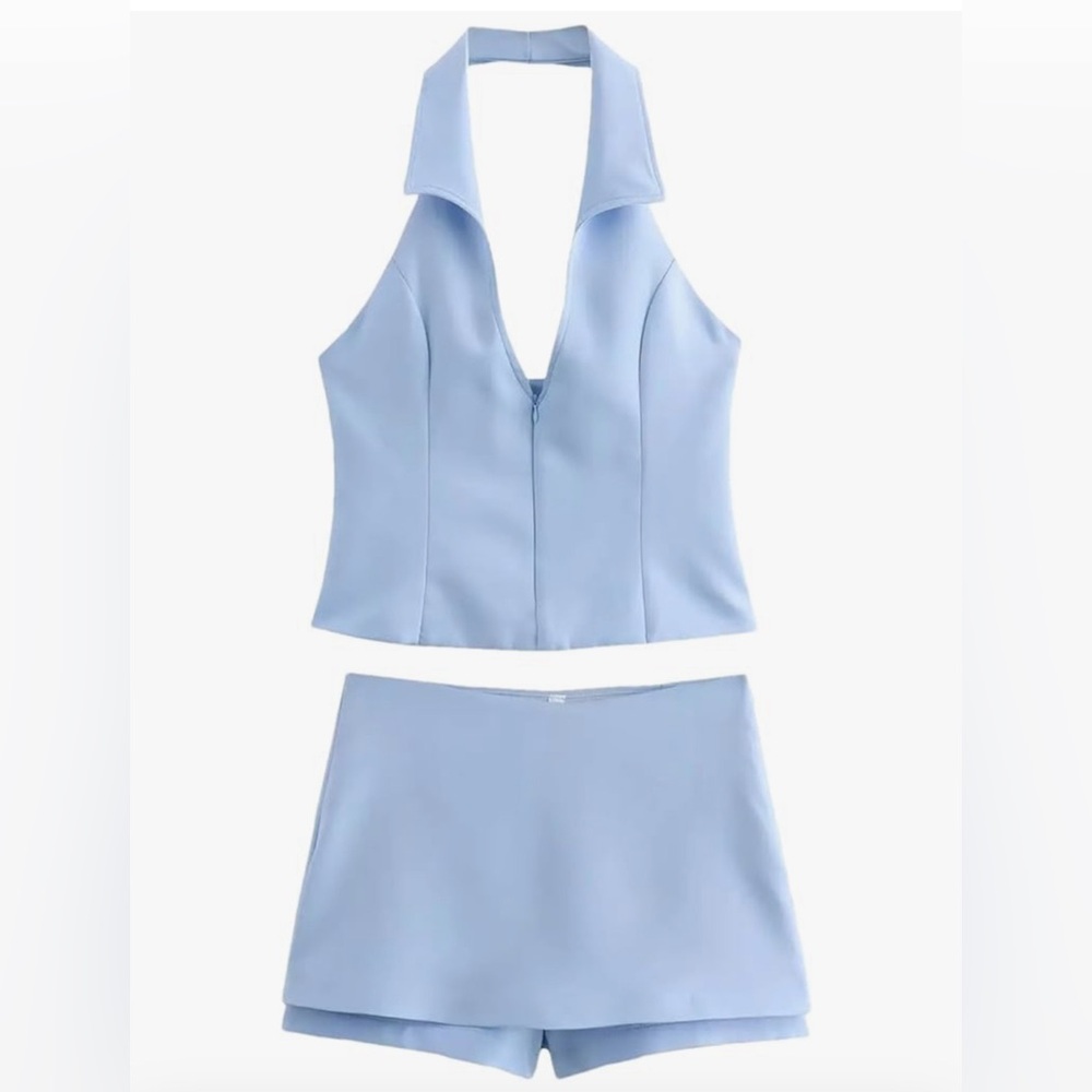 Stylish Light Blue Halter Top